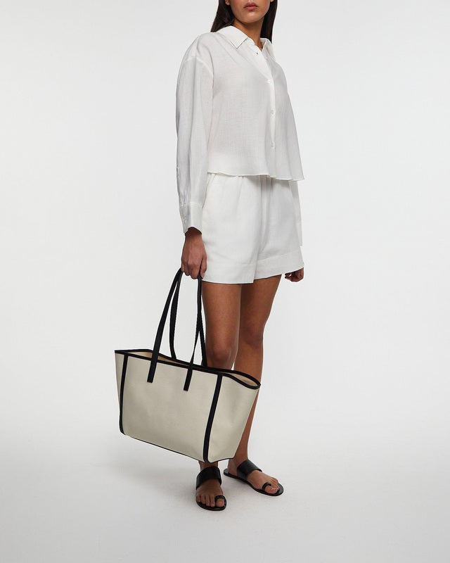 Wakakuu Icons Skjorta Genoa Crop Linen Vit S