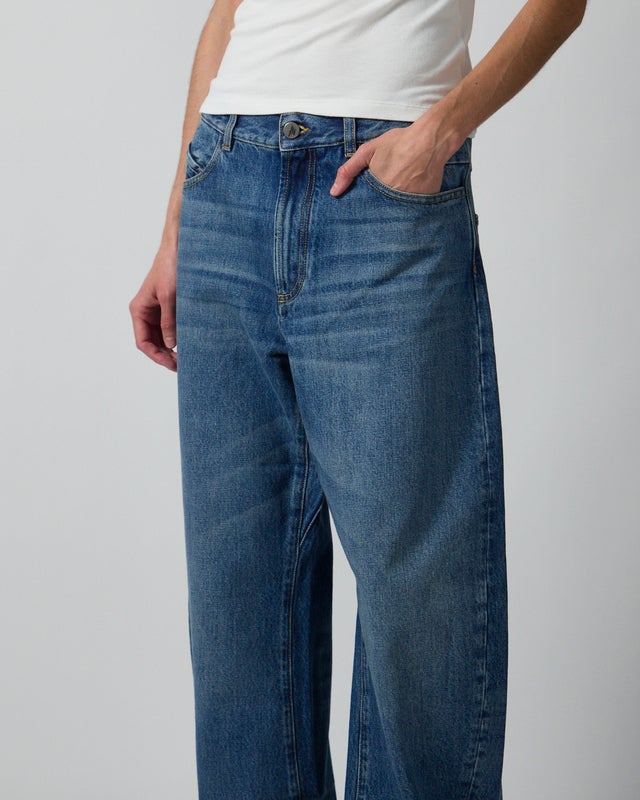 The Attico Jeans Back Buckle Strap Washed Blue 26