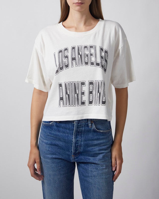 Anine Bing T-shirt Johnny Cropped Ecru XS