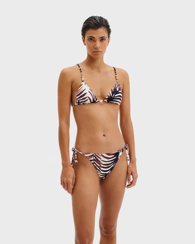 Malina Bikini Bottoms Sanja Beaded Tie White/Brown M