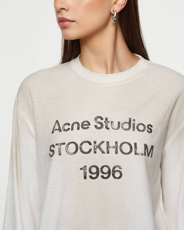 Acne Studios Long Sleeve T-shirt Relaxed Logo  White XXS