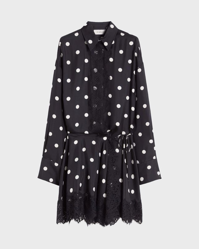 Sportmax Dress Lace-Detail Polka Dot Mini Black IT 44 (EUR M-L)