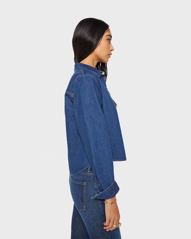 Mother Denim Shirt The Honor Roll Dark Blue Wash L