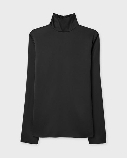 Blouse Turtleneck Satin  Black 1