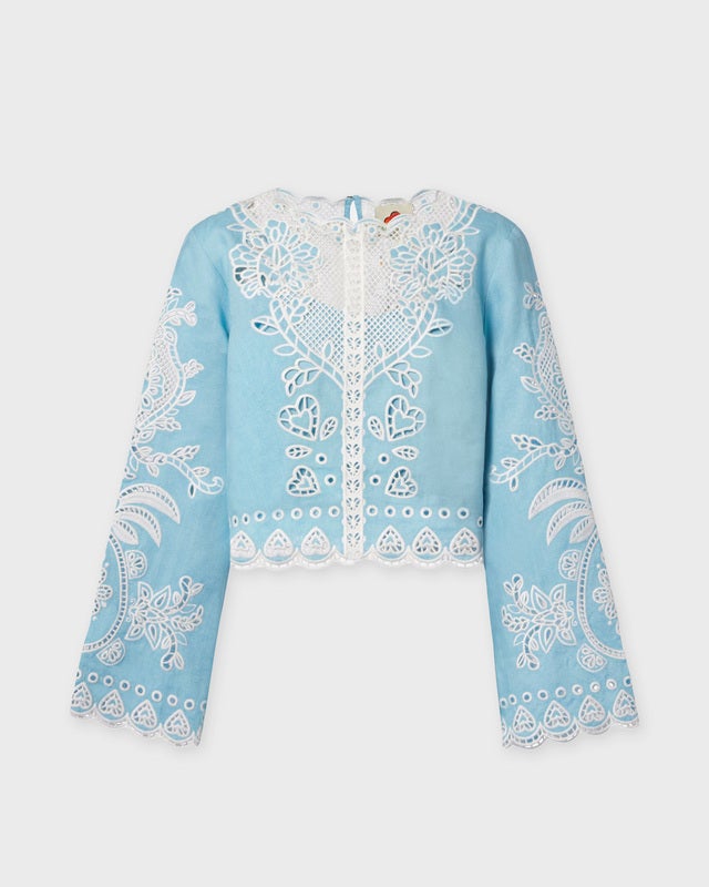 FARM Rio Blouse Romantic Richelieu Light blue L