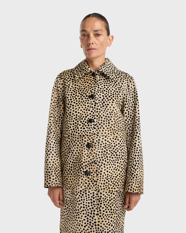 RÓHE Coat Cheetah Pony Hair Beige/Black 36