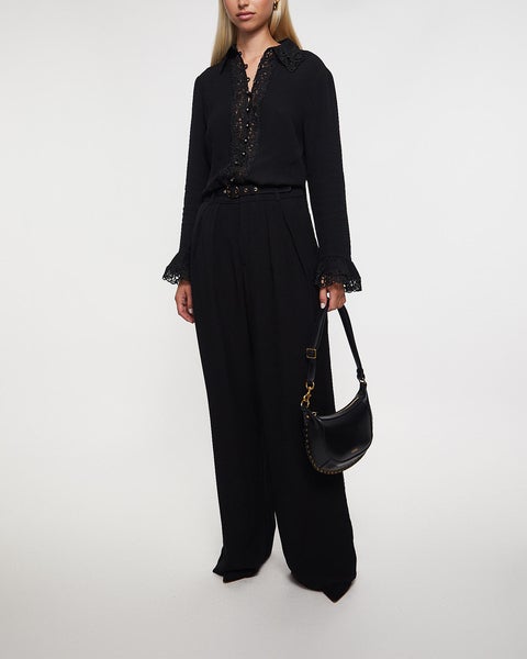 Lace Trim Wide Leg Pant Black 2