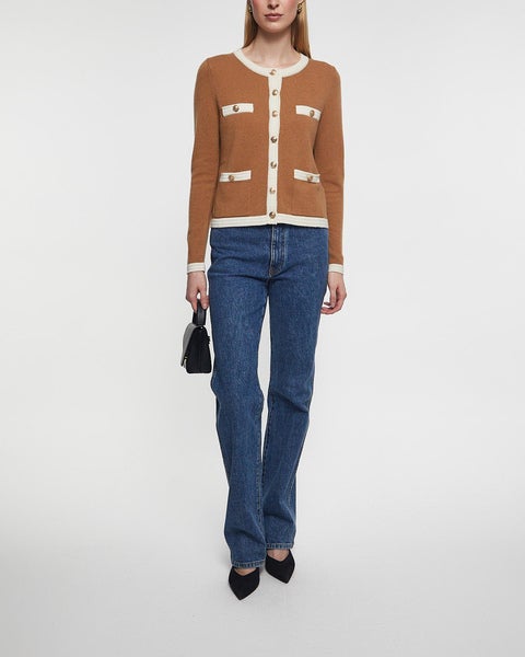 Cardigan Charlott camel/vit 2