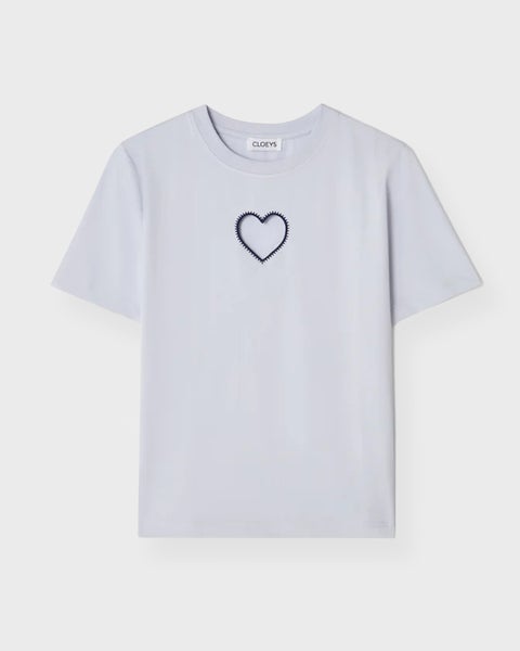 T-shirt heart white Light blue 1