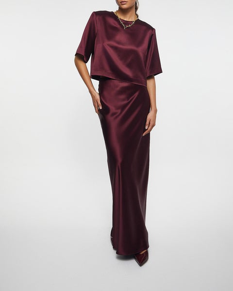 Skirt Cielo Satin Burgundy  2