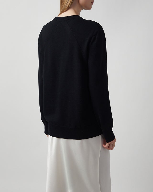 Jil Sander Sweater Midweight Wool Crew-Neck Black 40