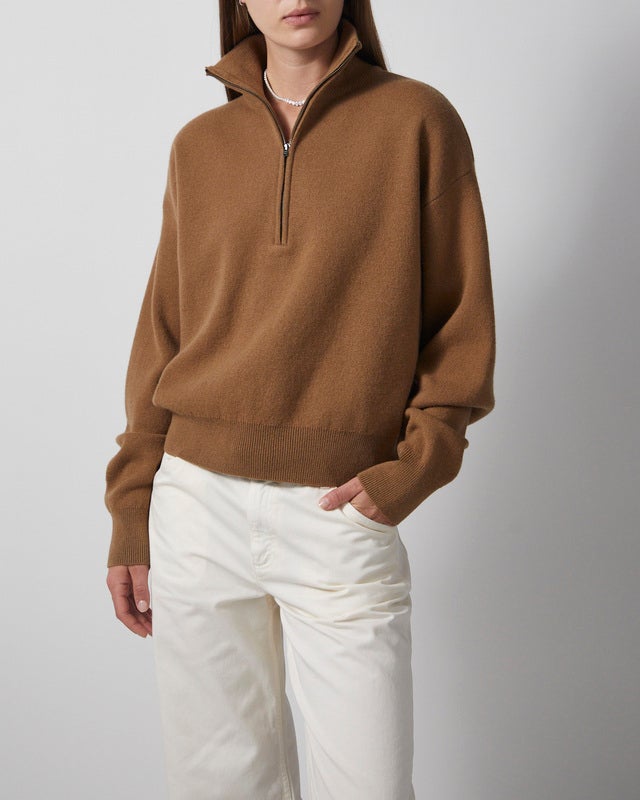 Wakakuu Icons Sweater Macy Zip Wool Camel L