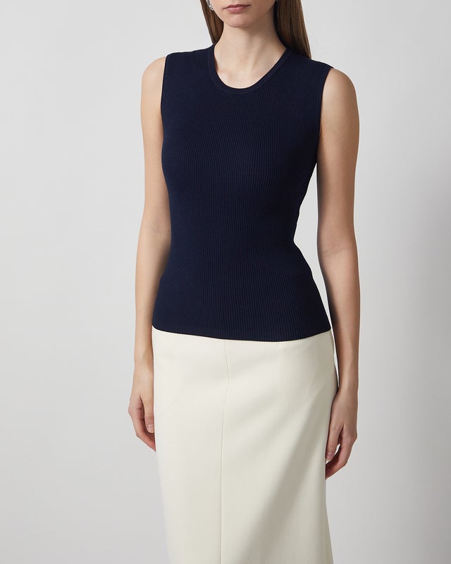 Andiata Top Griet Rib-Knit Navy S