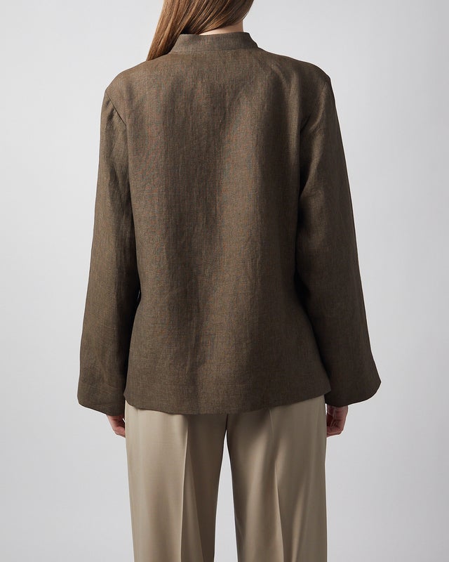 RÓHE Jacket Pankou Closure Linen Brown 34