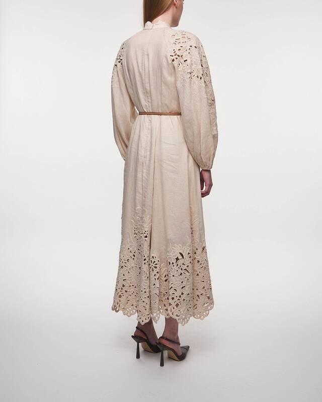 ZIMMERMANN Dress Wylie Embroidered Billow Cream 0 (XS-S)