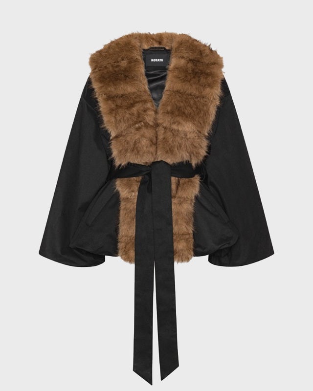 ROTATE  Jacket Faux Fur Collar Black 36