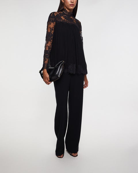 Hypnotic Lace Yoke Top Black 2