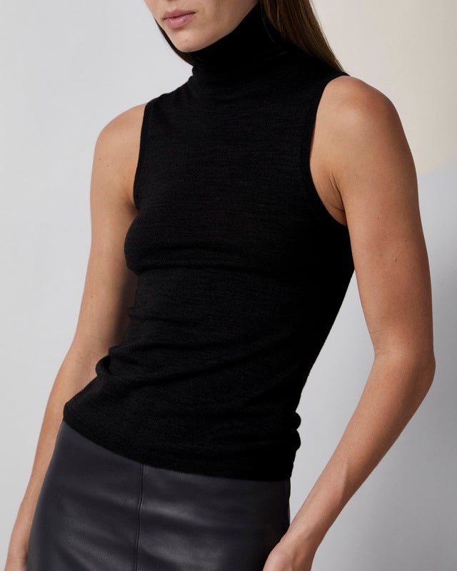 Wakakuu Icons Top Sleevless Merino Turtleneck Black XL