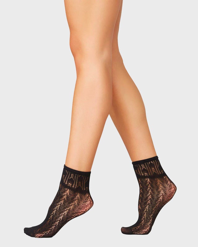 Swedish Stockings Socks Erica Crochet  Black ONESIZE