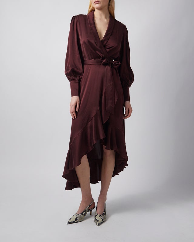 Zimmermann Dress Silk Wrap Midi  Mahogny  1 (S-M)