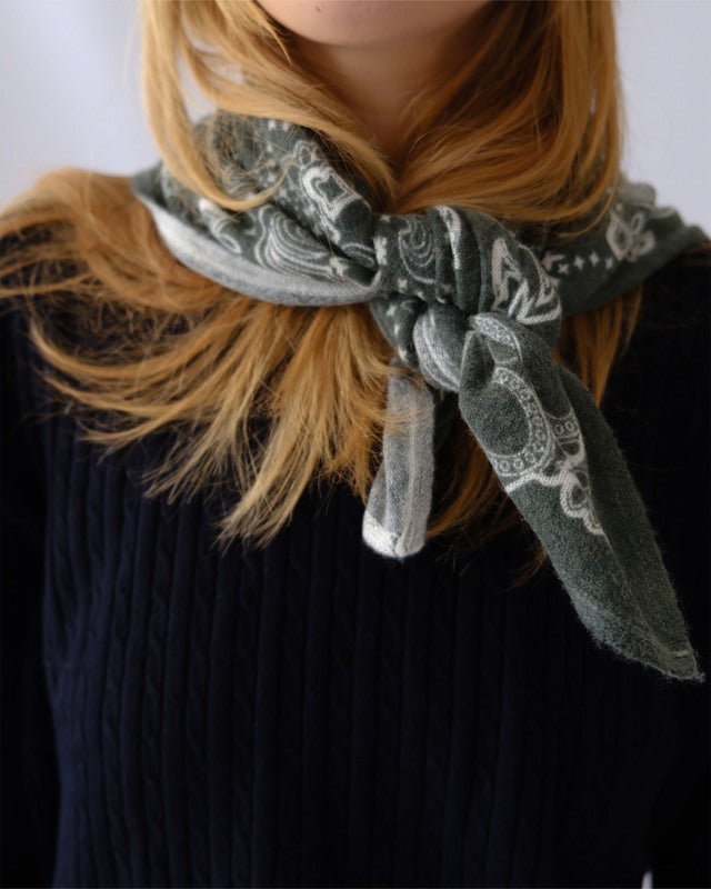 Le Scarf Scarf Cashmere Paisley Green 65x65 ONESIZE