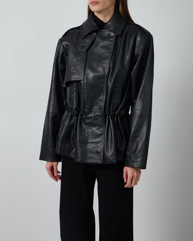 ROTATE  Leather Jacket Peplum Black 34