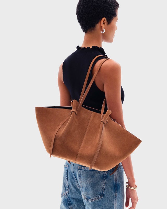 YUZEFI Large Mochi Suede Bag Cognac ONESIZE