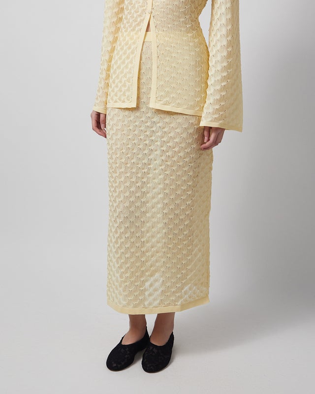 Malina Skirt Fannie Pointelle Knitted Maxi Light Yellow XL