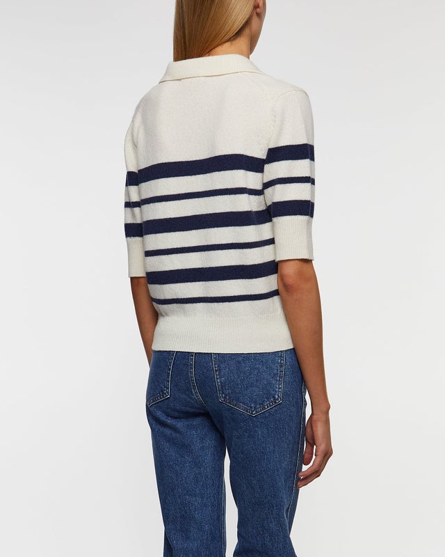 Wakakuu Icons Top Lisabon Striped Wool Cashmere Blue/White XS