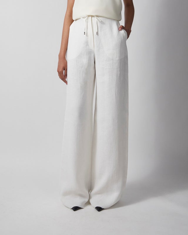 Max Mara Studio Trousers Linen Twill Natural IT 44 (EUR M-L)