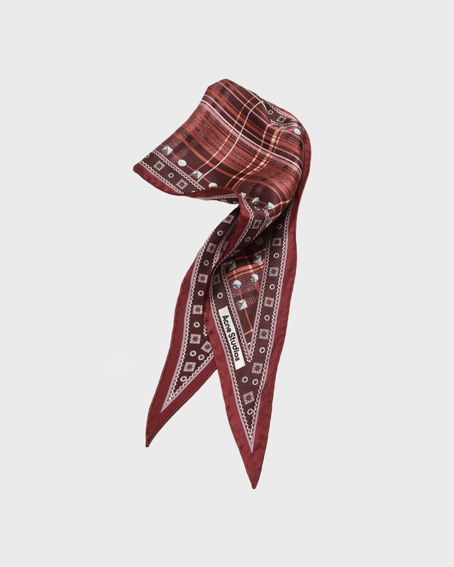 Acne Studios Scarf Bandana Checkered Silk Burgundy ONESIZE