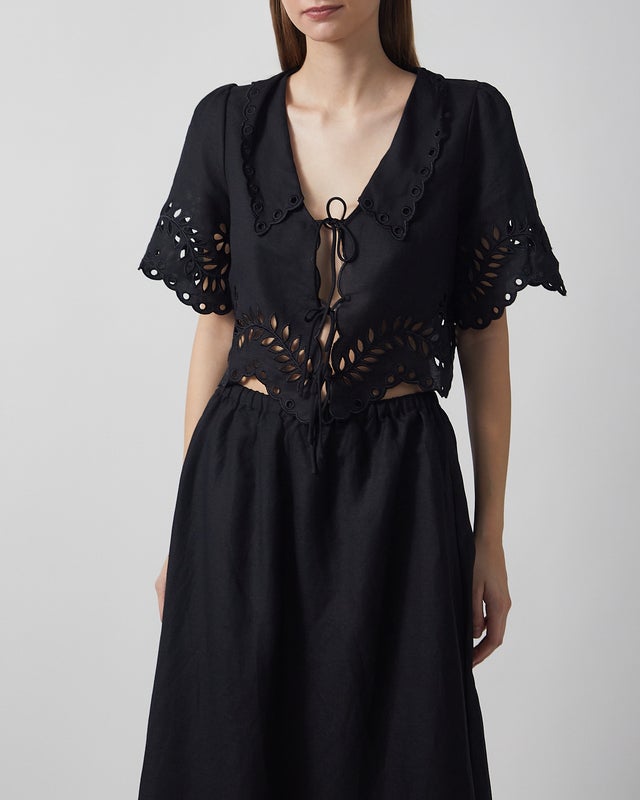 Malina Blouse Estela Broderie Anglais Black 38