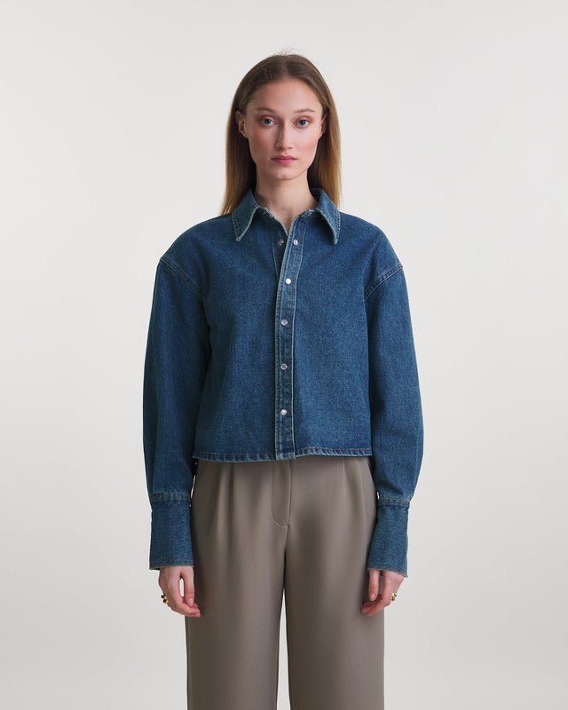 Wakakuu Icons Shirt Alie Cropped Denim Blå S