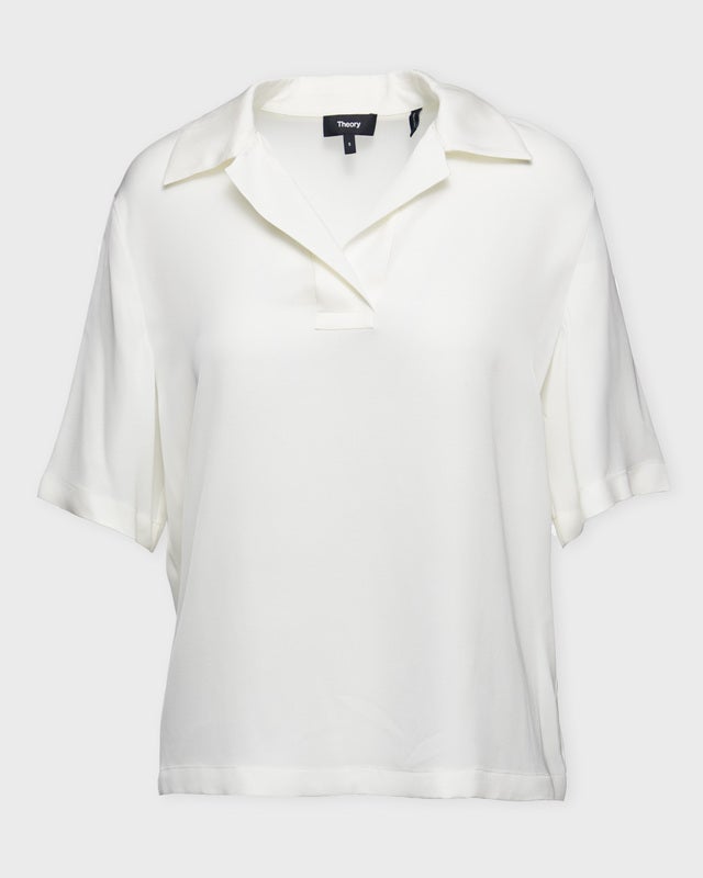 Theory Blouse Fluid Polo Ivory S