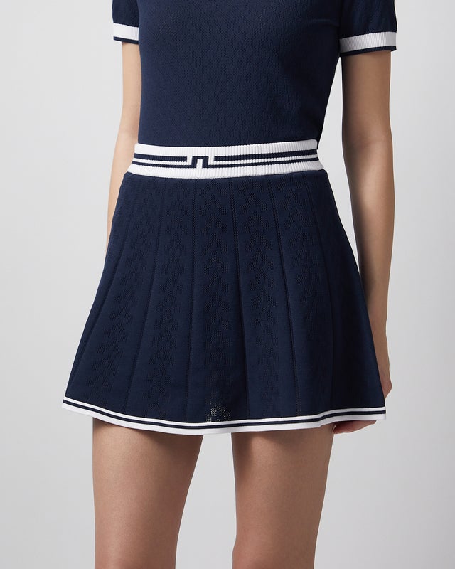 J Lindeberg Skirt Pamela Pintelle Knitted Navy S