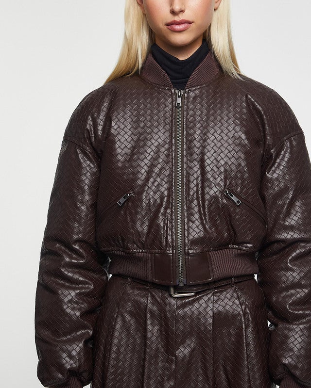 ROTATE Birger Christensen Jacket Cropped Puffer Brown 38