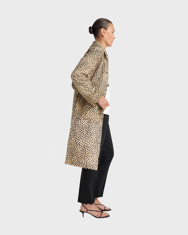 RÓHE Coat Cheetah Pony Hair Beige/Black 36