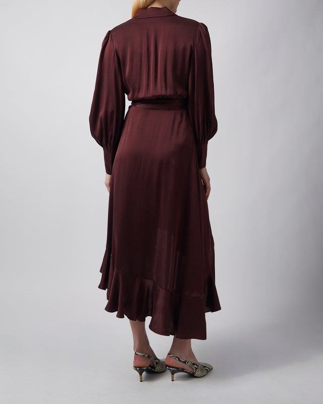 Zimmermann Dress Silk Wrap Midi  Mahogny  1 (S-M)