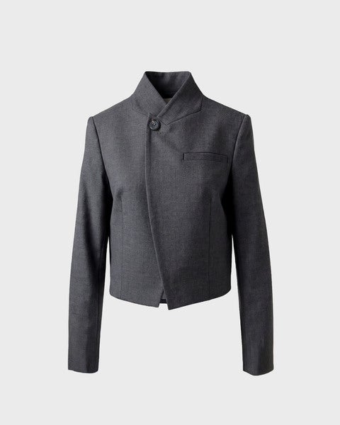 Blazer Turn Collar Wool Grey 1
