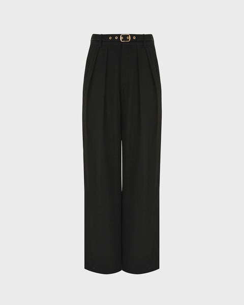 Lace Trim Wide Leg Pant Black 1