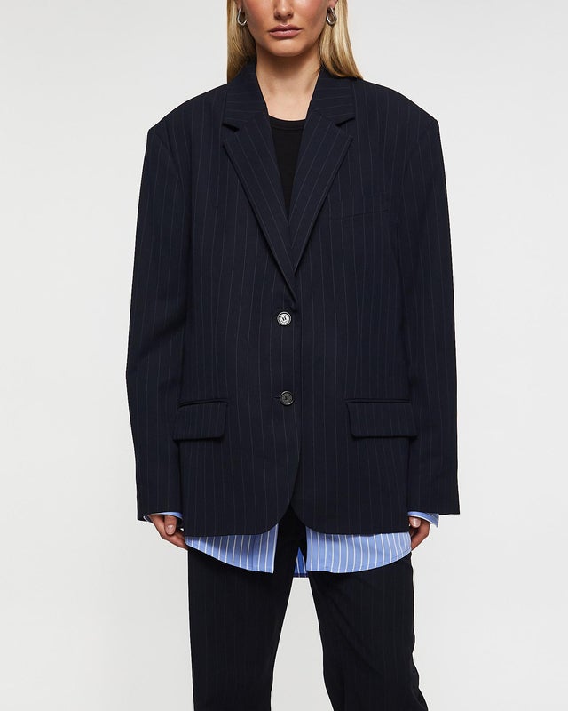 Acne Studios Blazer Fluid Shirt Pinstripe Navy 32