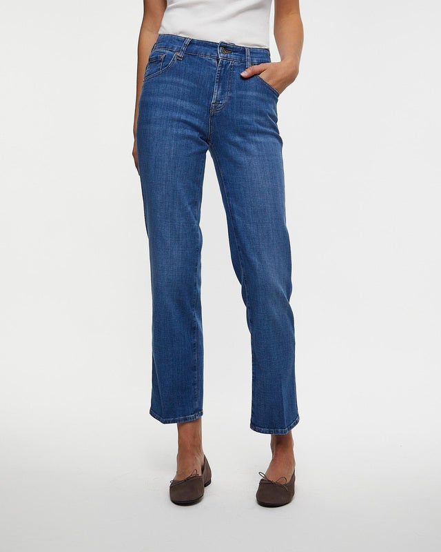 7 For All Mankind Jeans Calie Straight Ankle Nevada Dark Blue Denim 26