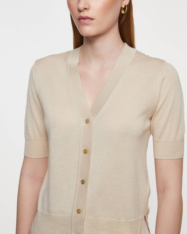 JOSEPH Cardigan Superfine Cotton Silk Beige S