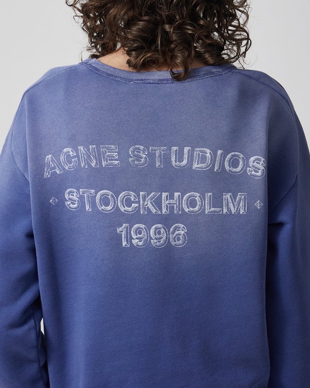 Acne Studios Sweatshirt Washed Logo Navy L-XL