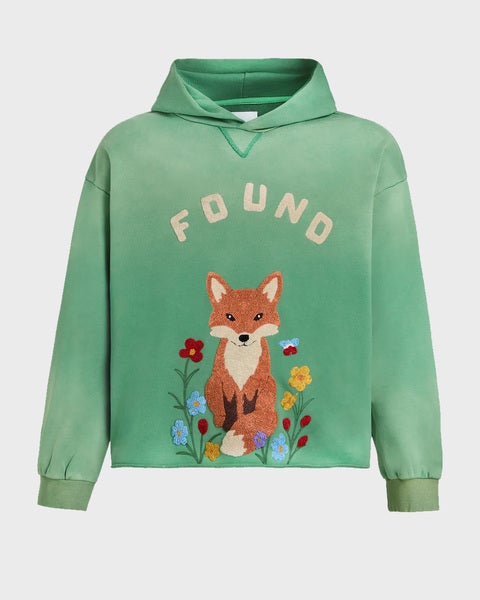 Hoodie Wildlife Embroidered Unisex Green 1