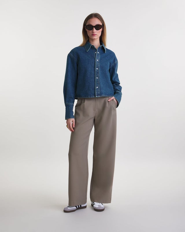 Wakakuu Icons Shirt Alie Cropped Denim Blå S