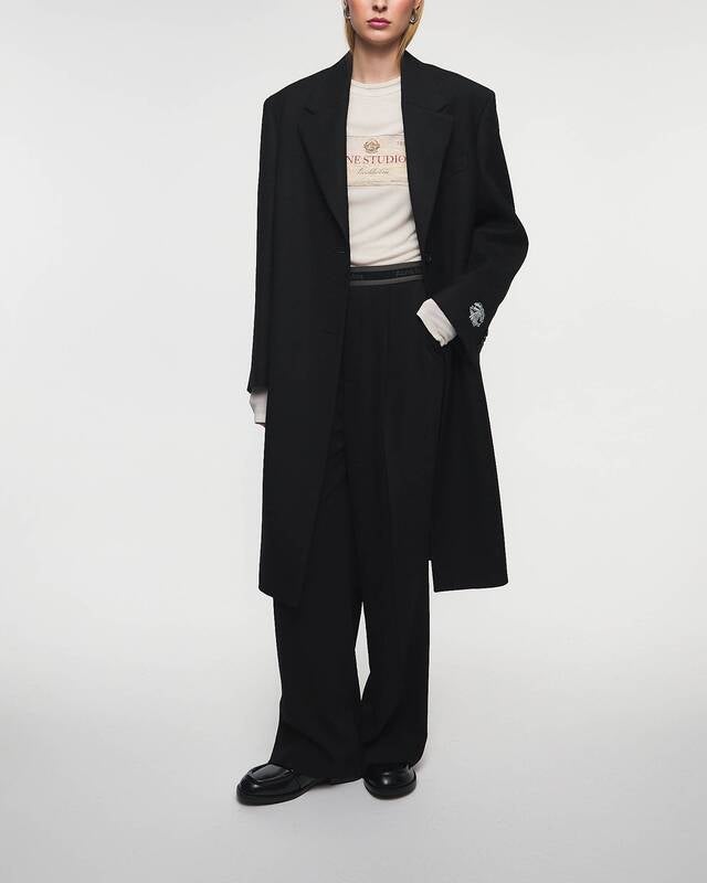 Acne Studios Coat Single Breasted Wool Black 36