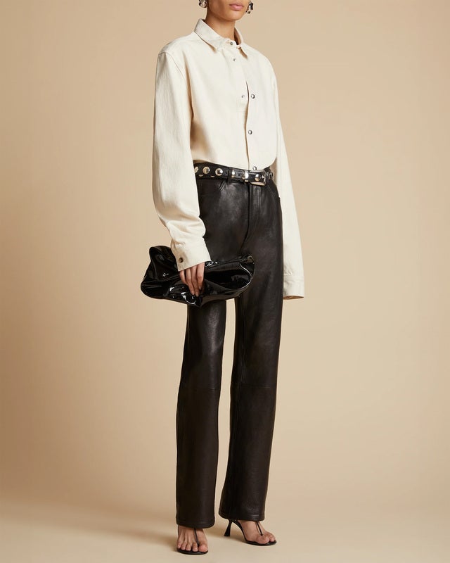KHAITE Belt Benny Silver Studs Black 70