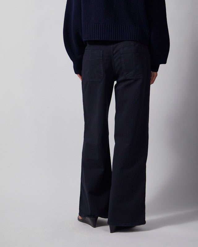 Wakakuu Icons Trousers Flared Cotton Navy S