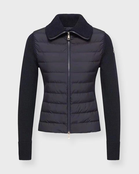 Cardigan Padded Wool Zip-Up Navy 1